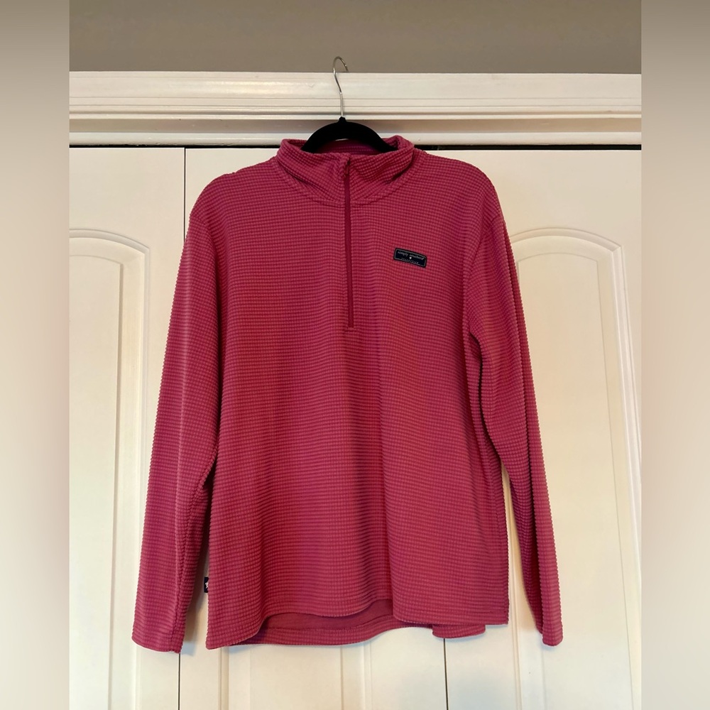 Simply Southern Women's Rose Quarter-Zip Sweater-Like Pullover Size Medium
